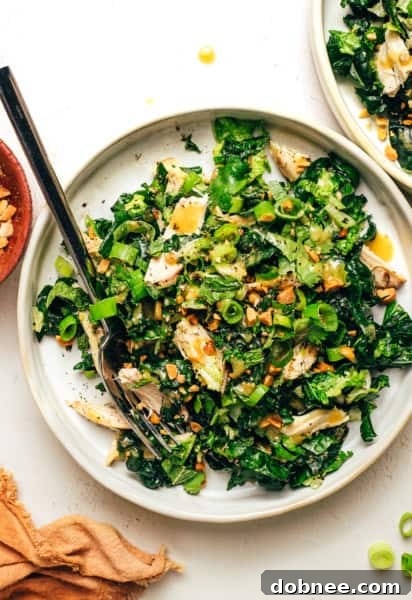 Kale Peanut Chicken Salad with peanut dressing