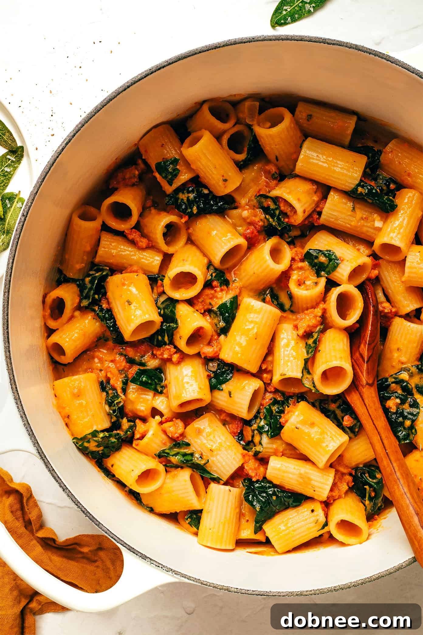 Creamy Pumpkin Pasta with Italian Sausage and Kale
