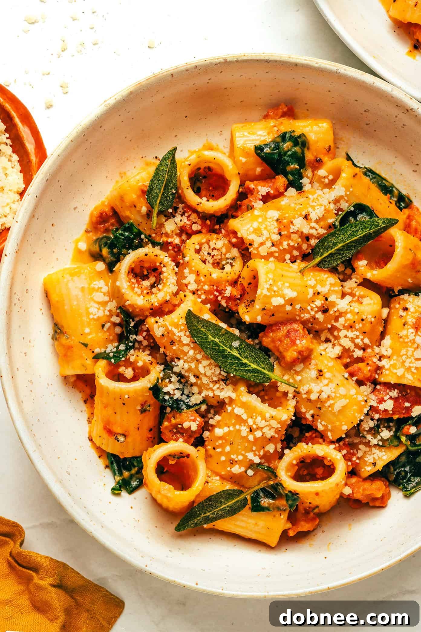 Creamy Pumpkin Pasta with Italian Sausage and Kale