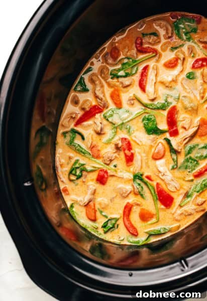 Delicious Slow Cooker Chicken Satay, ready to serve over rice.
