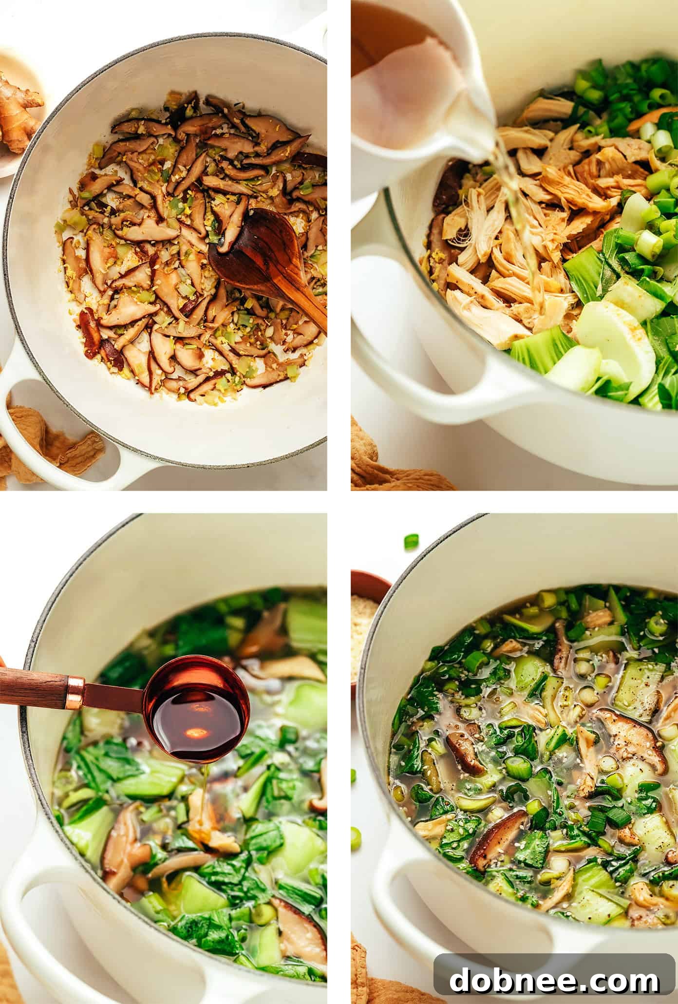 Another view of the delicious ginger scallion chicken soup ready to be served.