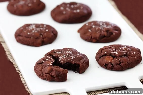 Delicious Salted Caramel Chocolate Cookies on a cooling rack.