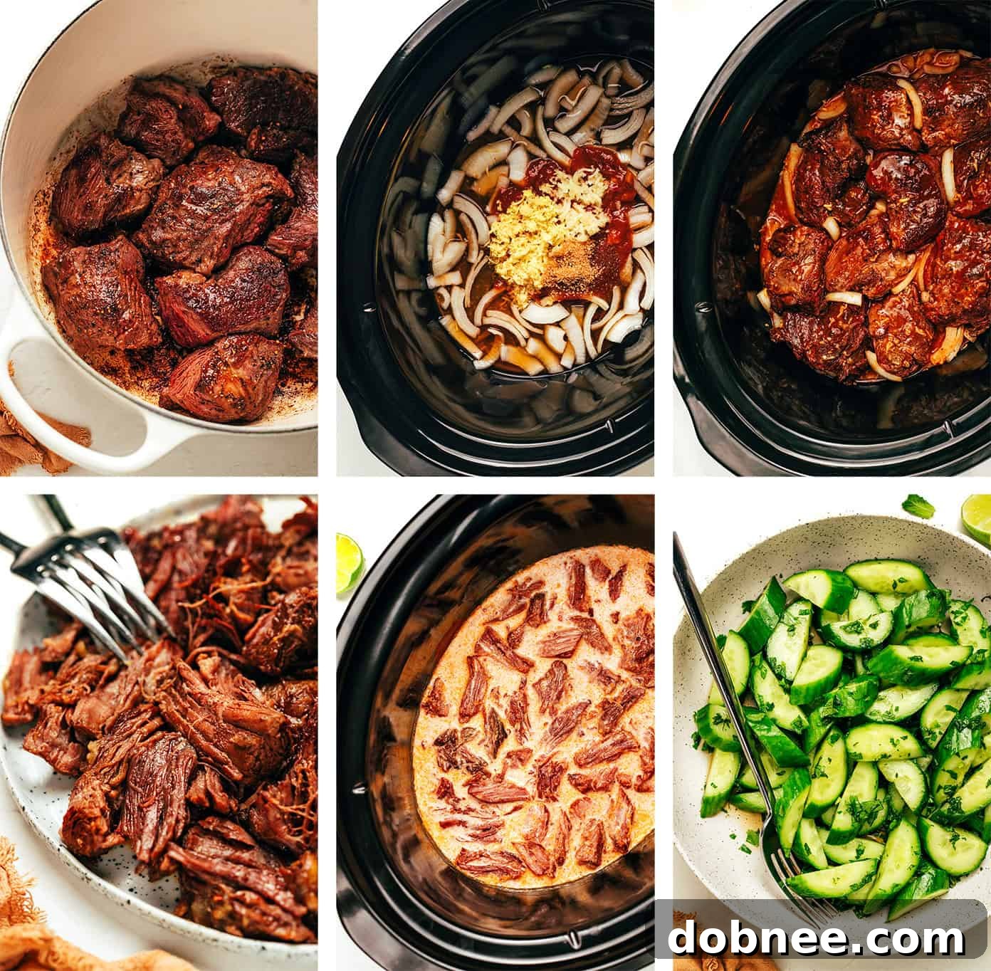 Slow-Cooked Coconut Curry Pulled Beef 3 Close-up of shredded beef in a creamy coconut curry sauce, garnished with fresh cilantro.