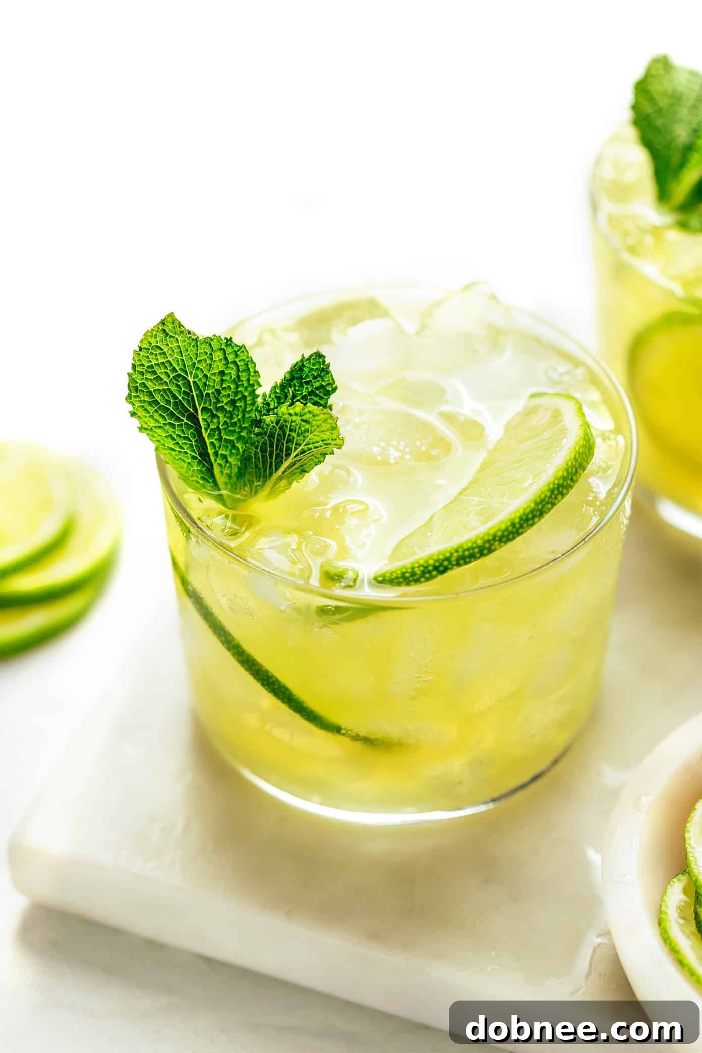 Gin's Verdant Spritz 2 Refreshing Cucumber Mint Gin Fizz cocktail served in a glass with cucumber slices and mint sprigs