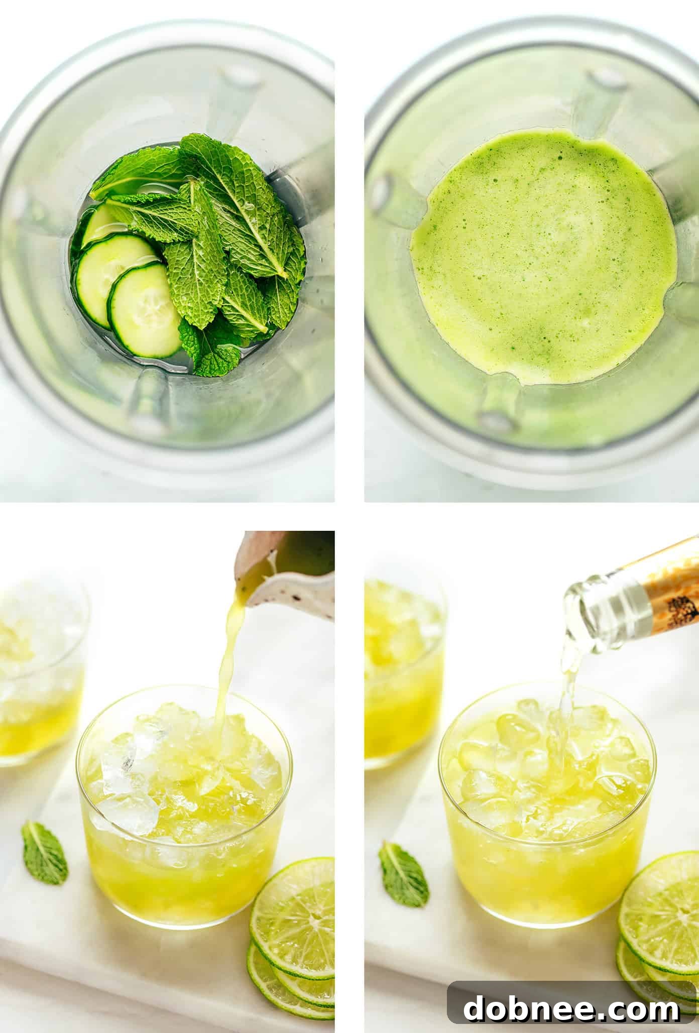 Gin's Verdant Spritz 4 Another perspective of the Cucumber Mint Gin Fizz showing ice and a clear glass