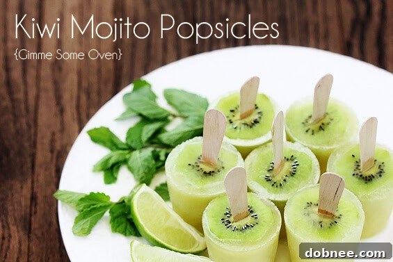 A tray of homemade Kiwi Mojito Popsicles ready to be served