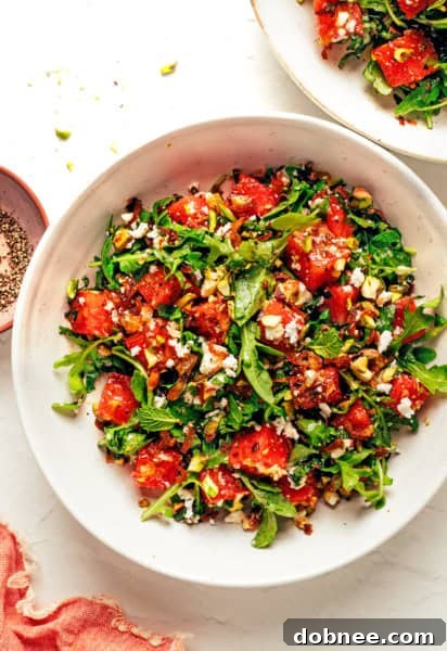 Watermelon Arugula Salad with Feta and Crispy Shallots