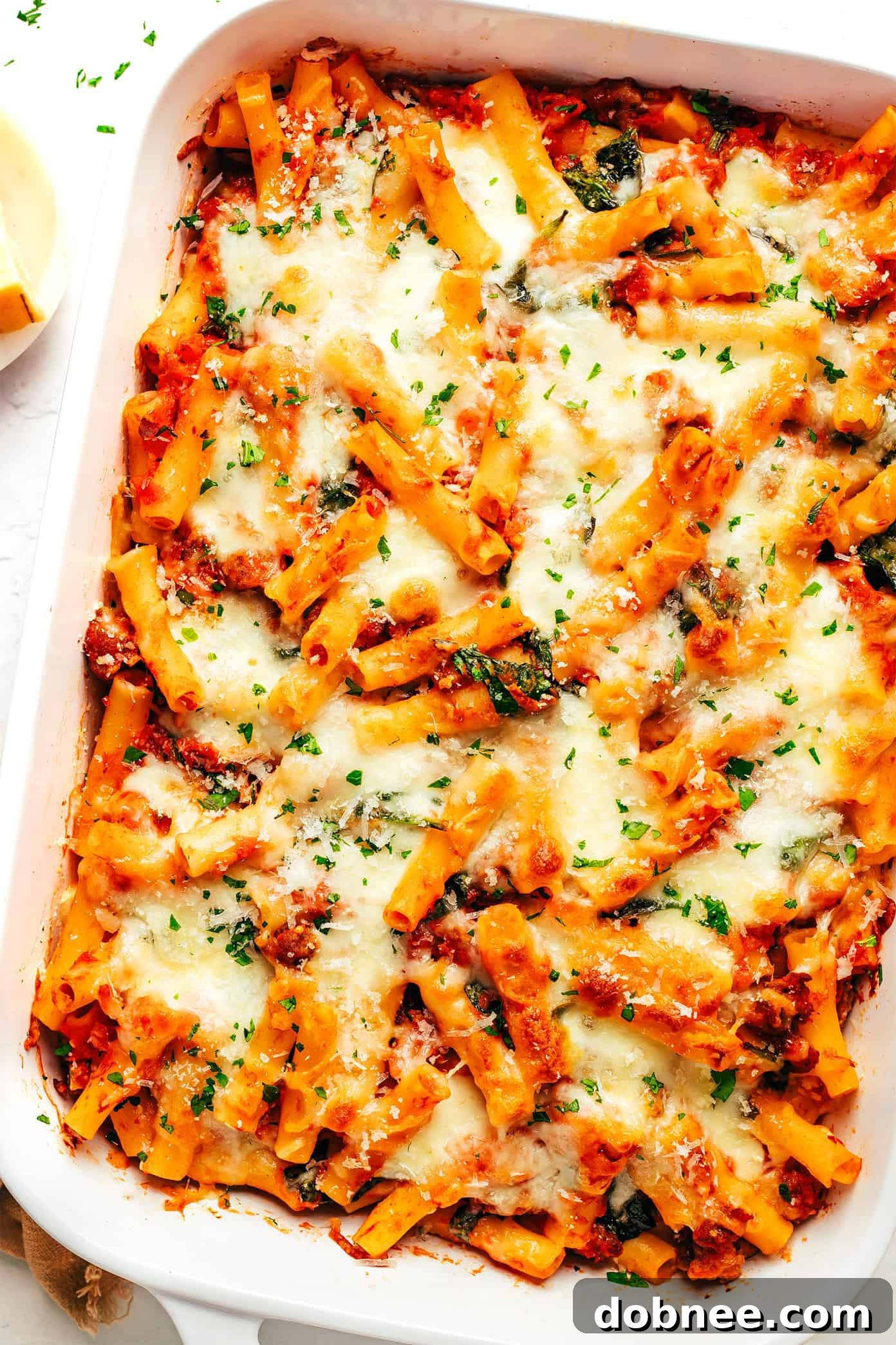 Delicious Baked Ziti ready to be served