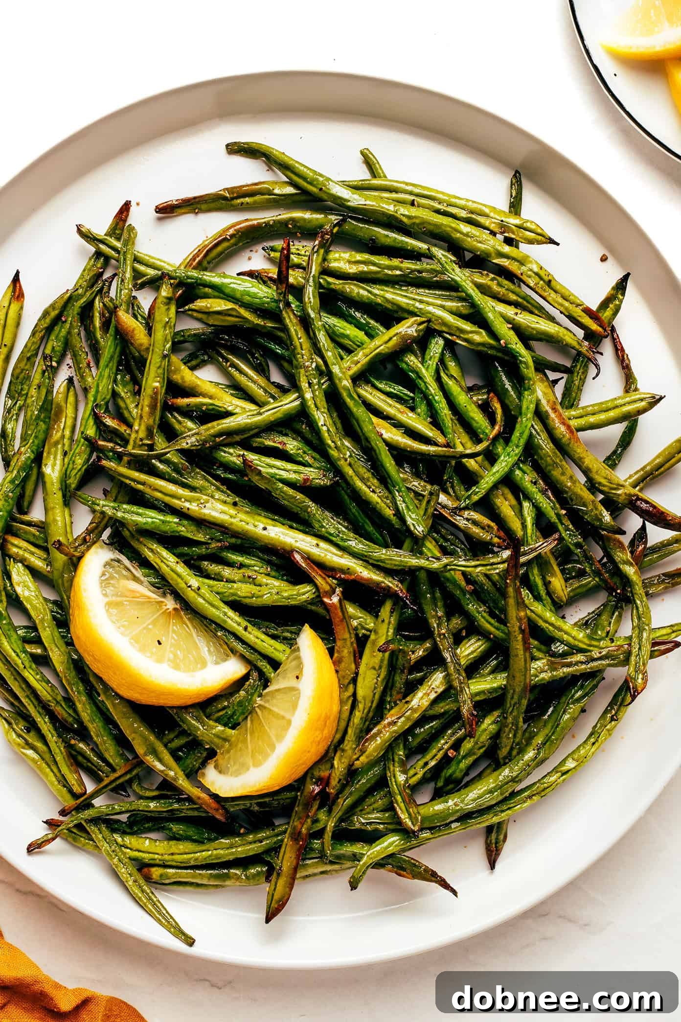 Air Fryer Green Beans: First serving bowl shot