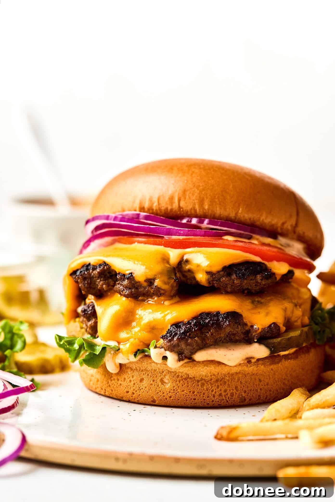 Perfectly cooked smash burger with crispy edges and melted cheese