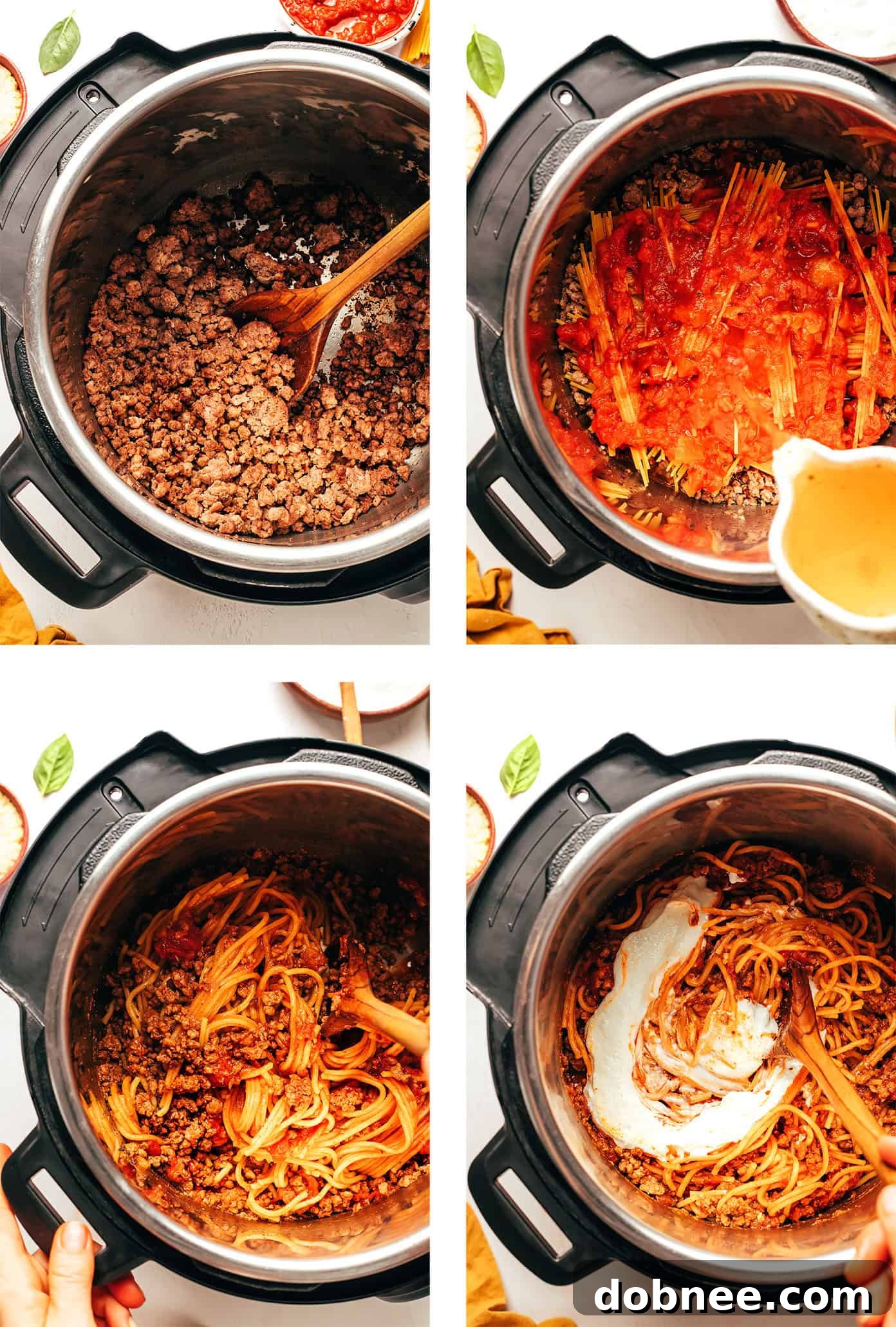 Ingredients for High Protein Instant Pot Spaghetti laid out