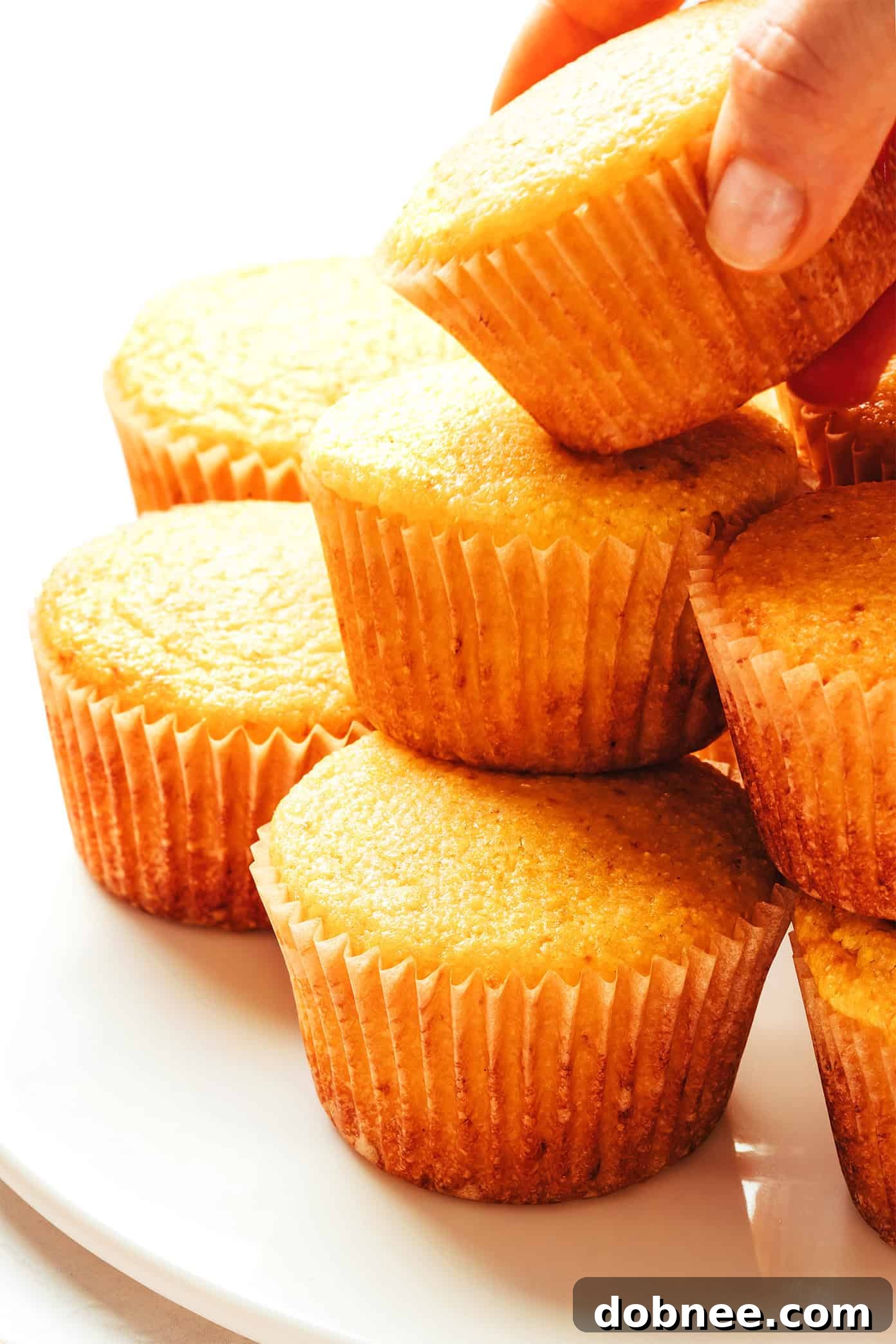 Golden, buttery cornbread muffins fresh from the oven, ready to be enjoyed.