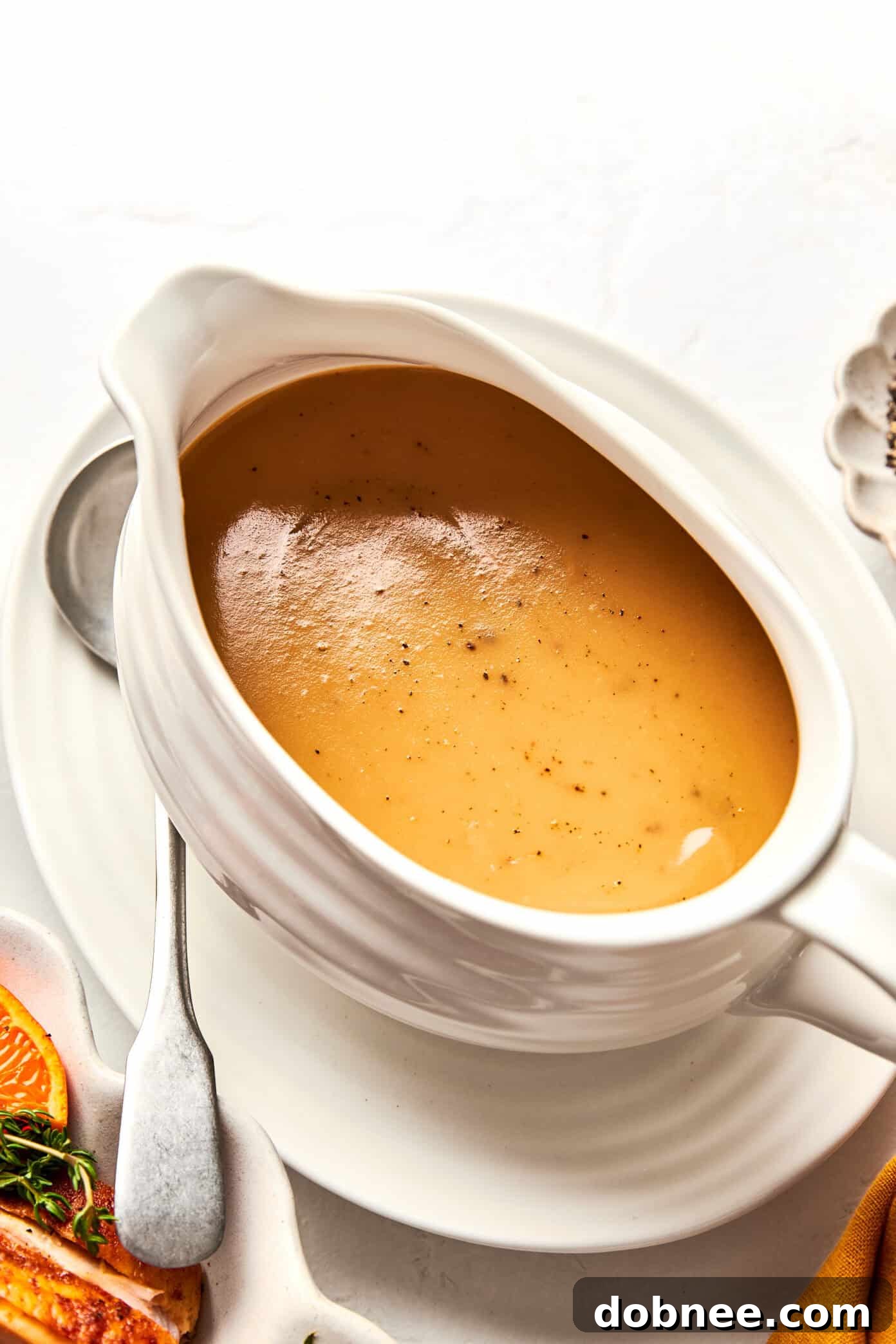 pouring turkey gravy