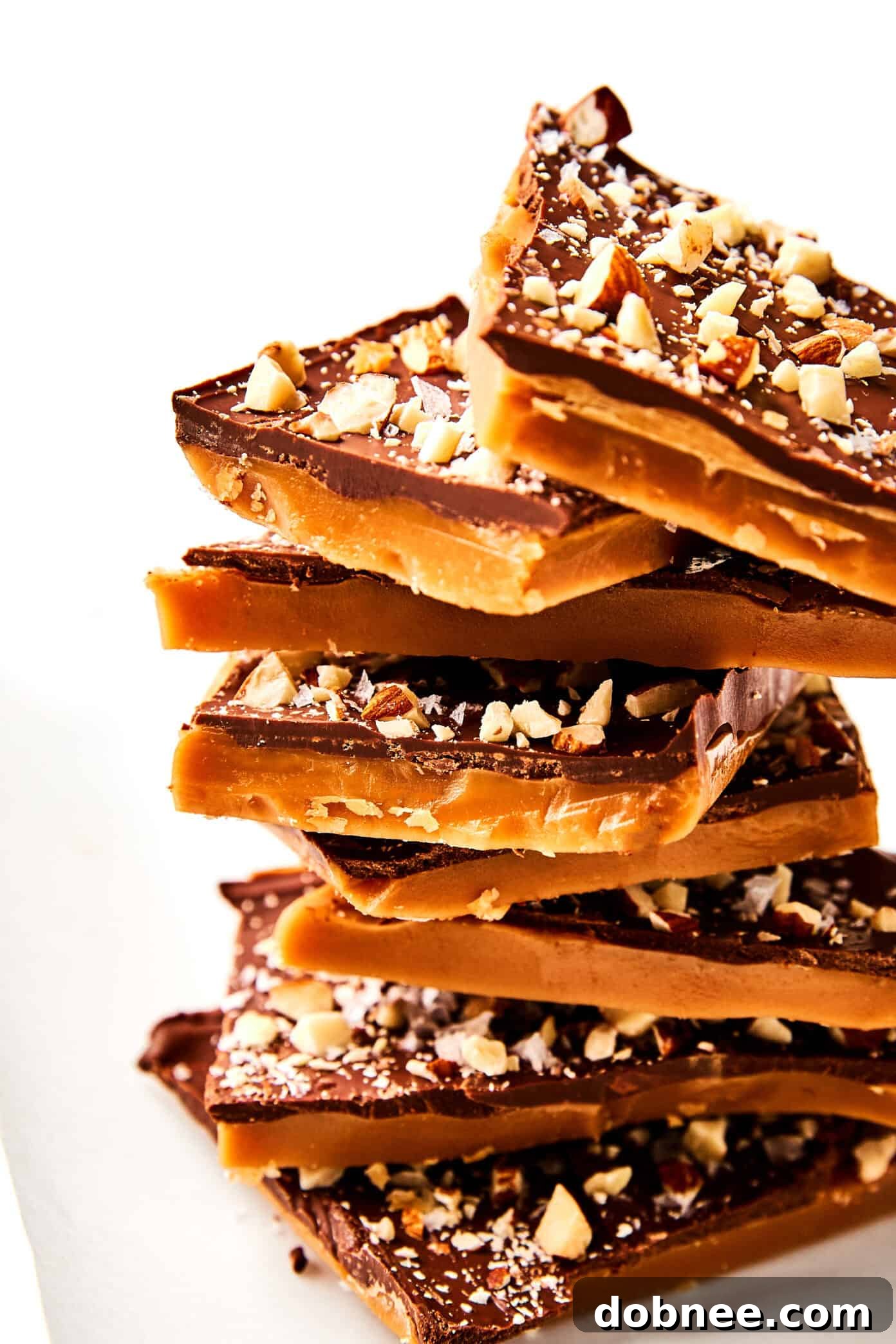 A final beautiful spread of homemade toffee, ready to be enjoyed.