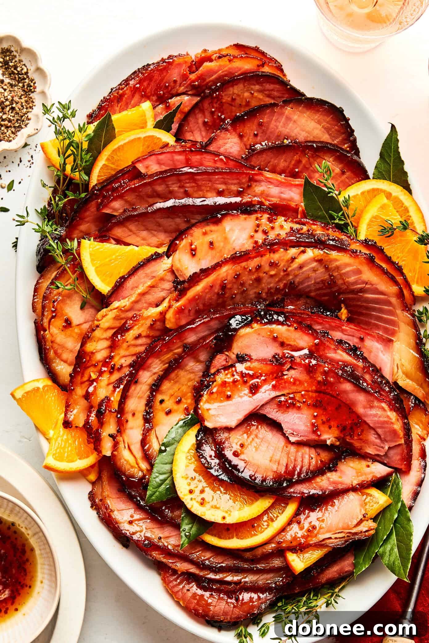 Exquisite honey glazed ham, perfectly cooked and ready for a festive feast