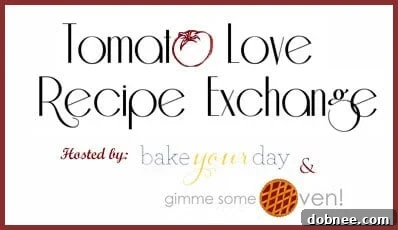 Tomato Love Recipe Exchange banner, encouraging participation in a community recipe sharing event.