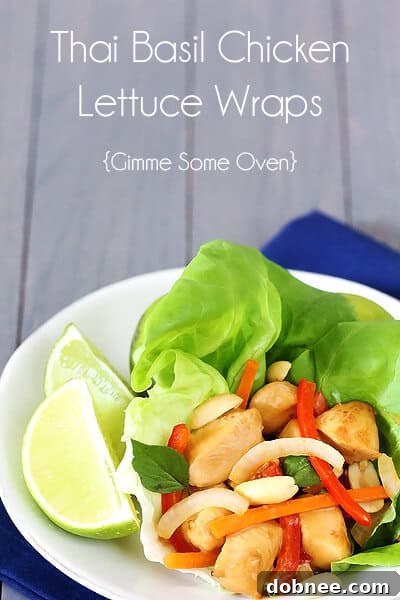 Stacked Thai Basil Chicken Lettuce Wraps