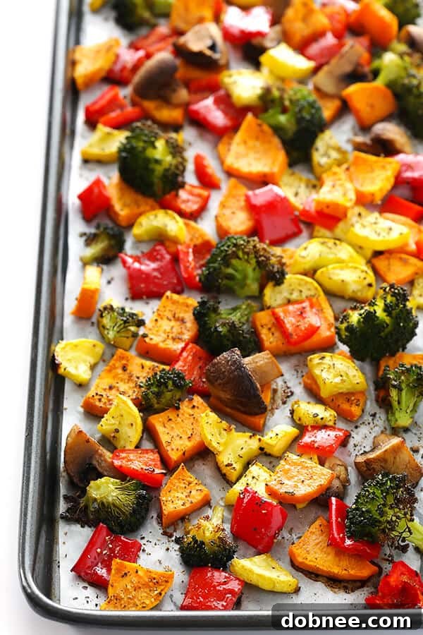 Roasted vegetables perfectly tossed with creamy macaroni and cheese.