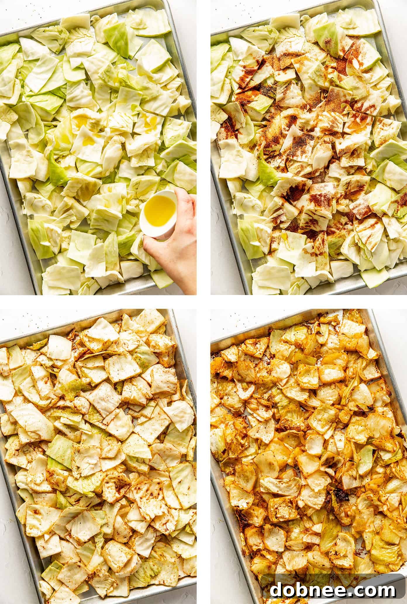 A delicious plate of golden roasted cabbage adorned with fresh green herbs, ready to be savored.