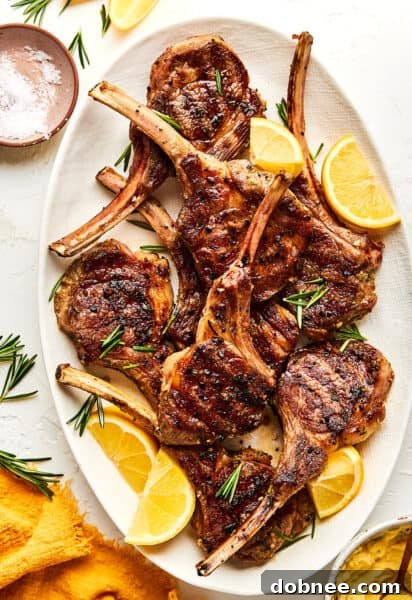 Plated Garlic Rosemary Lamb Chops with Lemon Butter