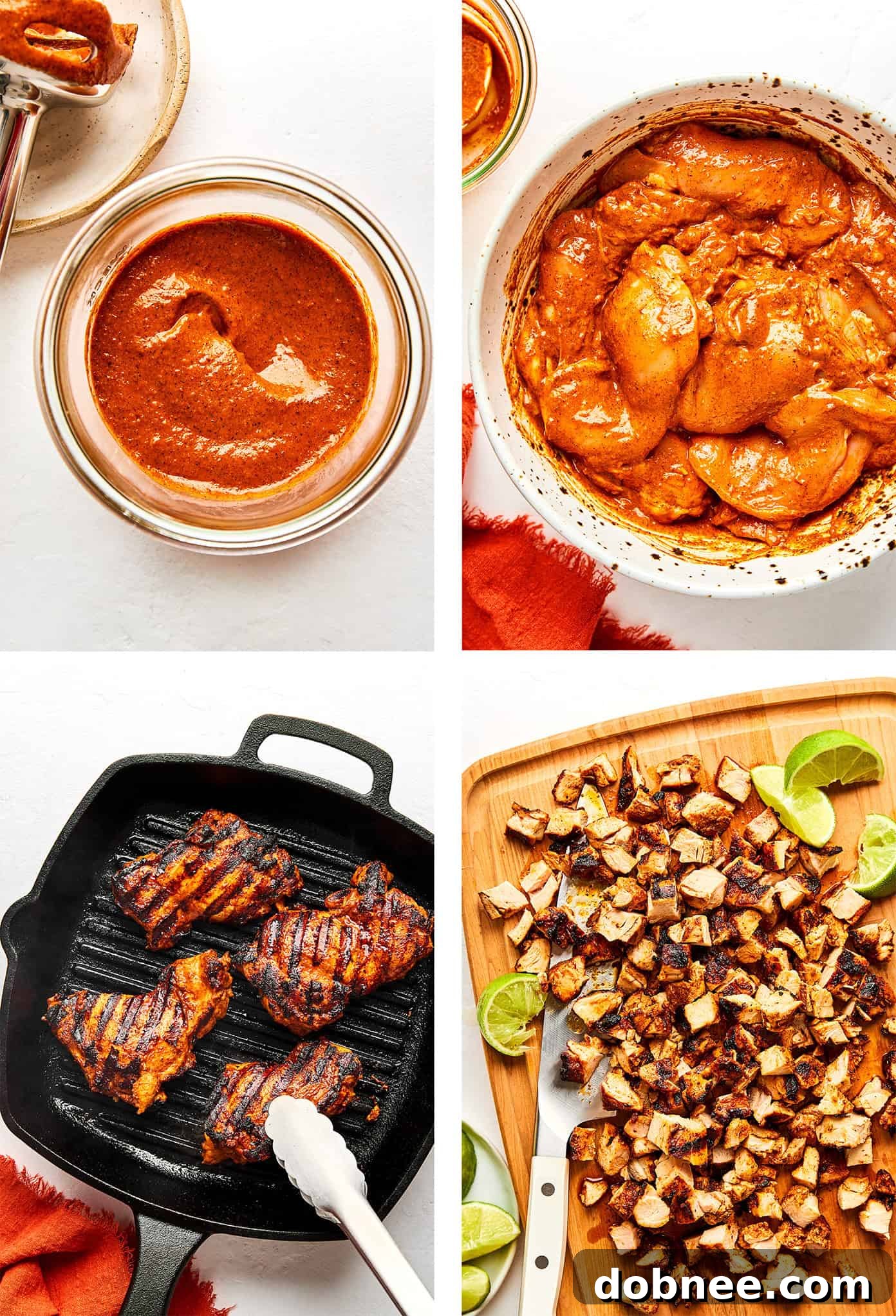 A vibrant array of fresh taco toppings, including chopped cilantro, onions, and lime wedges.